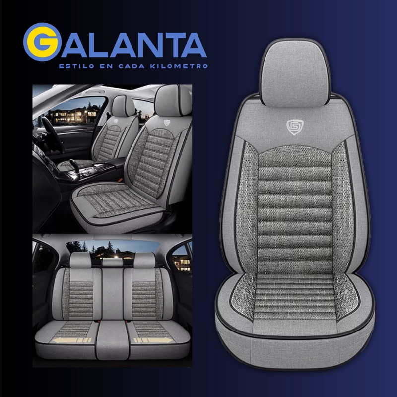 FUNDA CUBRE ASIENTO LINO PU GALANTA SET 5 ASIENTOS LUXURY - 8