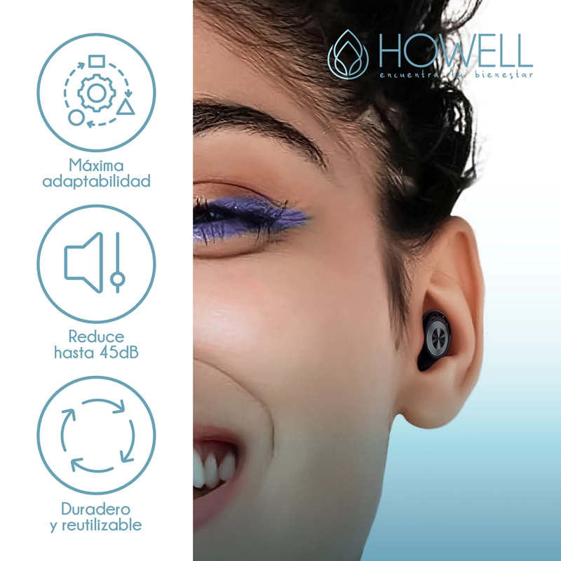 PROTECTORES AUDITIVOS TAPONES ANTI RUIDO 45DB HOWELL - 3