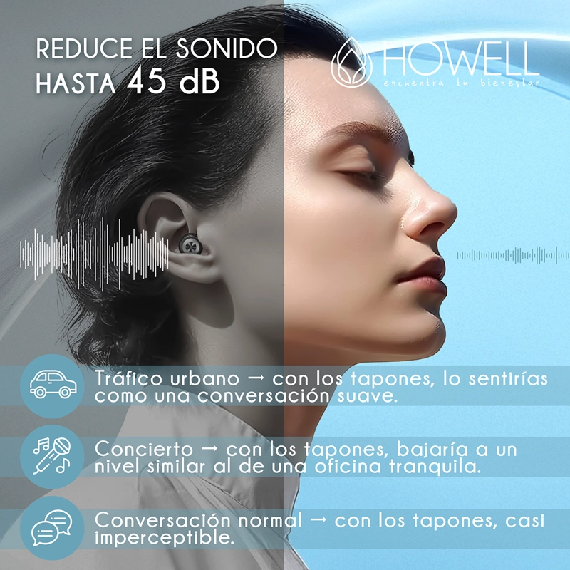PROTECTORES AUDITIVOS TAPONES ANTI RUIDO 45DB HOWELL - 4