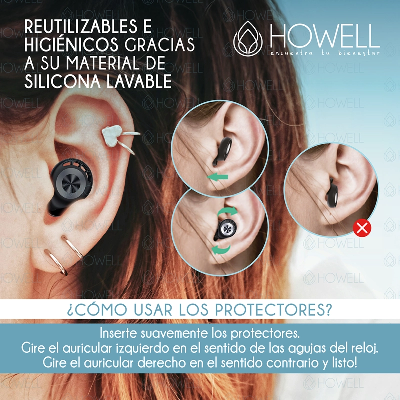 PROTECTORES AUDITIVOS TAPONES ANTI RUIDO 45DB HOWELL - 6