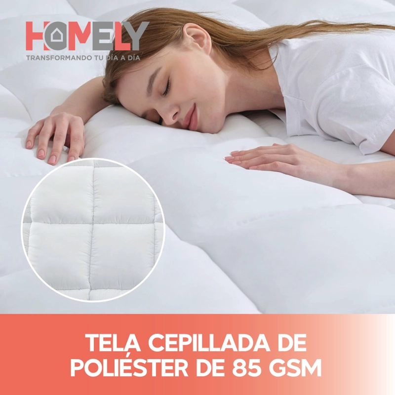 TOPPER CUBRE COLCHON 1.5 PLAZAS HOMELY ACOLCHADO PREMIUM - 5