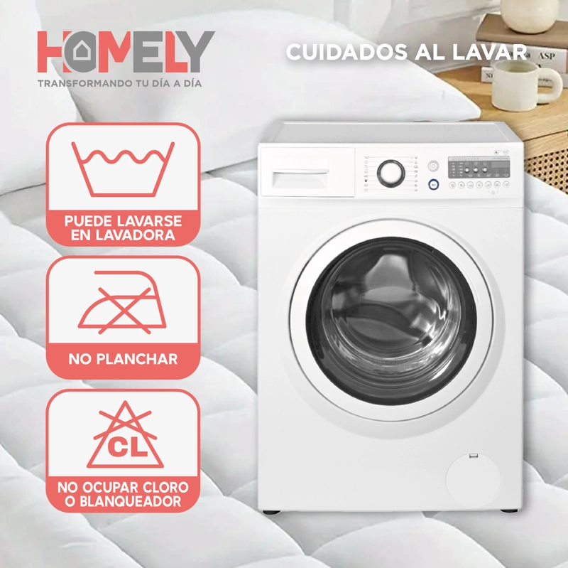 TOPPER CUBRE COLCHON 1.5 PLAZAS HOMELY ACOLCHADO PREMIUM - 7