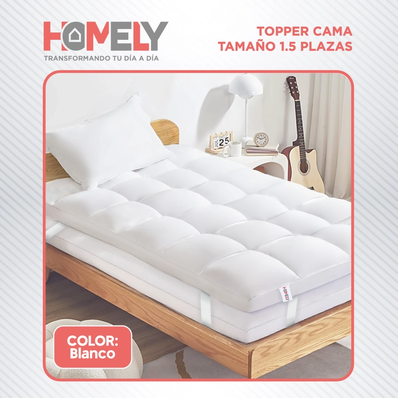 TOPPER CUBRE COLCHON 1.5 PLAZAS HOMELY ACOLCHADO PREMIUM - 9