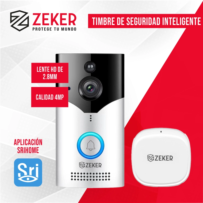 TIMBRE INALAMBRICO DE SEGURIDAD INTELIGENTE ZEKER CAMARA 4MP - 2