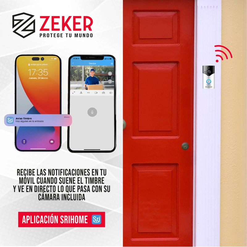 TIMBRE INALAMBRICO DE SEGURIDAD INTELIGENTE ZEKER CAMARA 4MP - 7