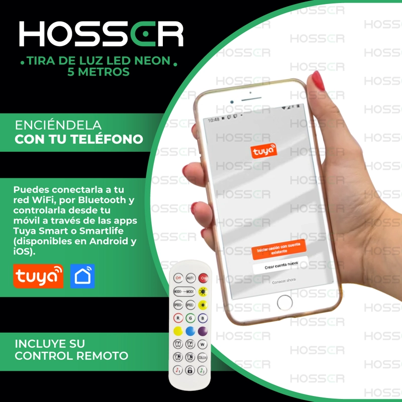 TIRAS LUCES LED NEON HOSSER CINTA LED RGB 5 MT FLEXIBLE TUYA - 3