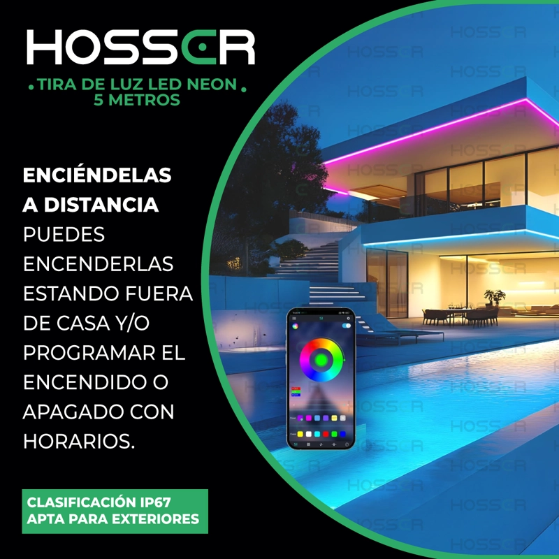 TIRAS LUCES LED NEON HOSSER CINTA LED RGB 5 MT FLEXIBLE TUYA - 4