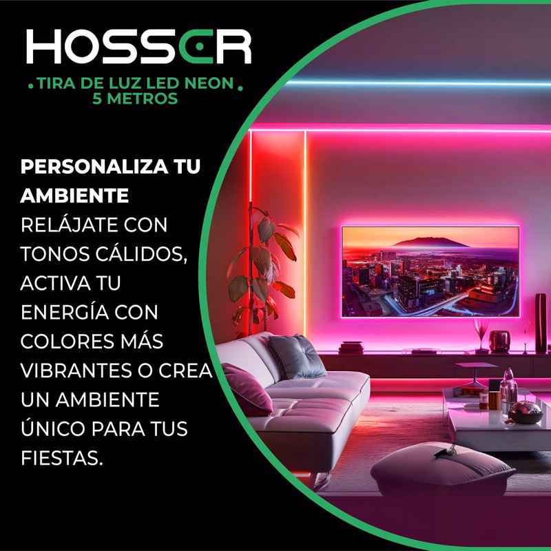 TIRAS LUCES LED NEON HOSSER CINTA LED RGB 5 MT FLEXIBLE TUYA - 7