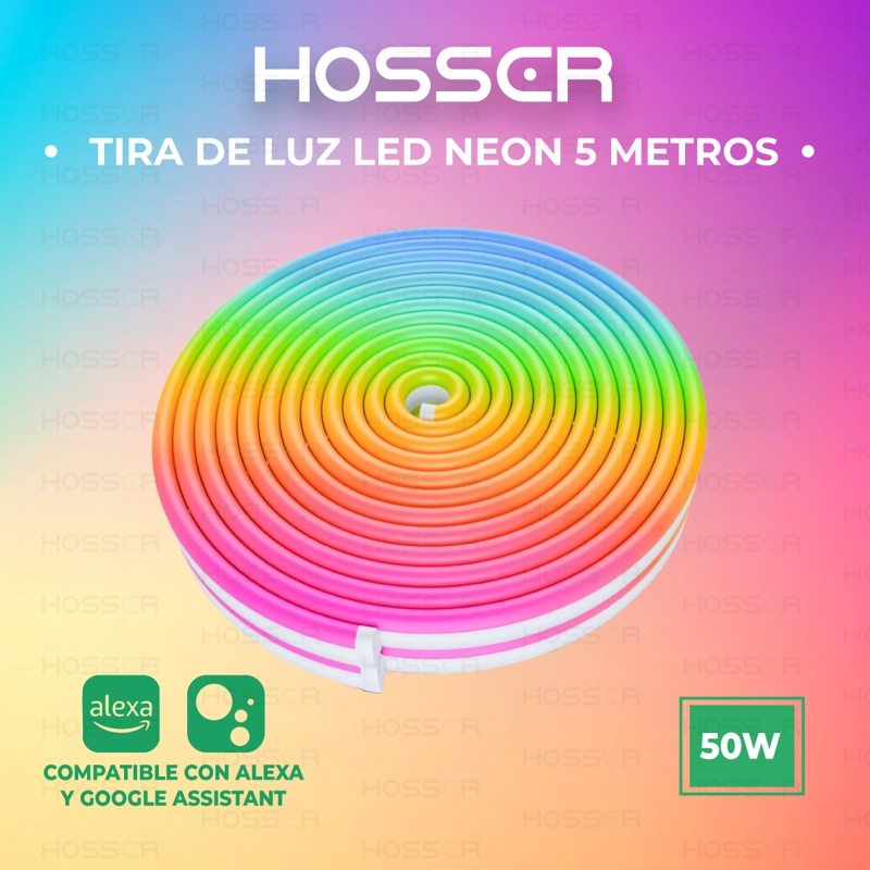 TIRAS LUCES LED NEON HOSSER CINTA LED RGB 5 MT FLEXIBLE TUYA - 8