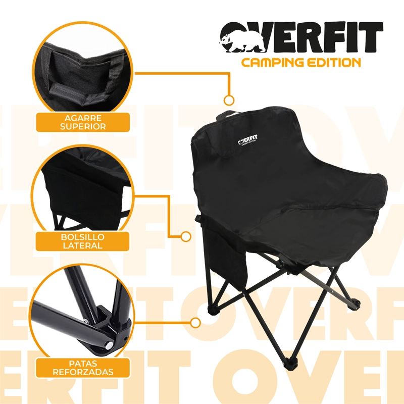 SILLA PLEGABLE CAMPING OVERFIT + BOLSO TRANSPORTE PLAYA - 3