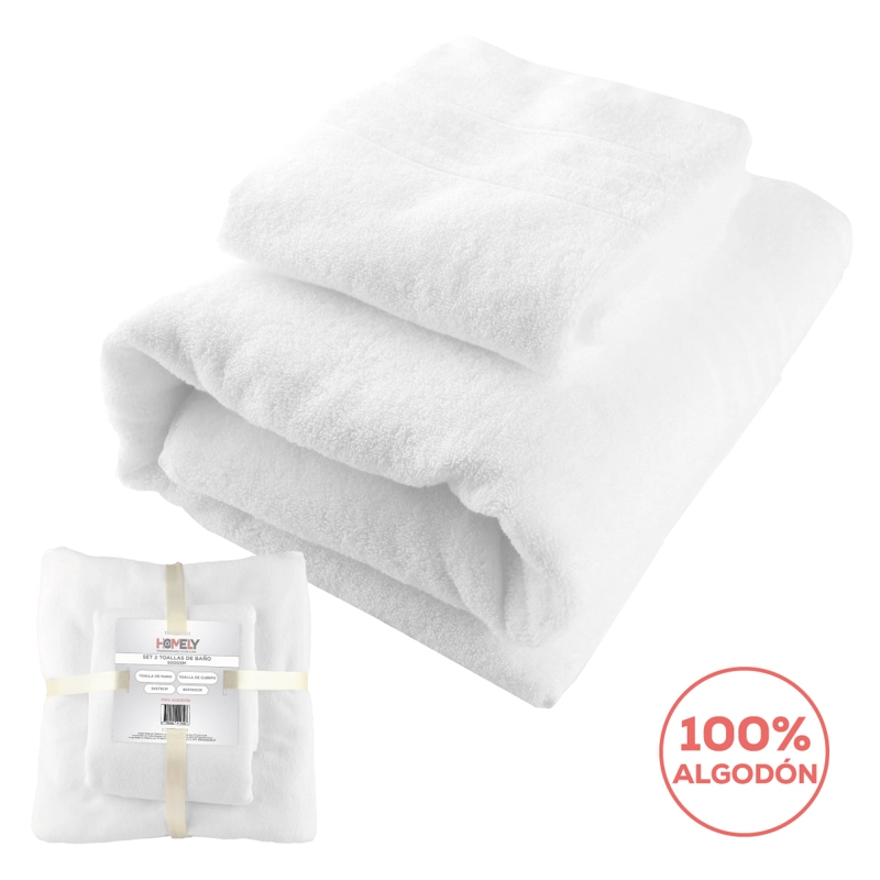 TOALLAS DE BAÑO ALGODON HOMELY 500 GSM CUERPO Y MANOS SET X2 - 1