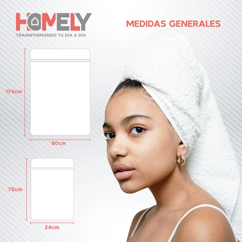 TOALLAS DE BAÑO ALGODON HOMELY 500 GSM CUERPO Y MANOS SET X2 - 2