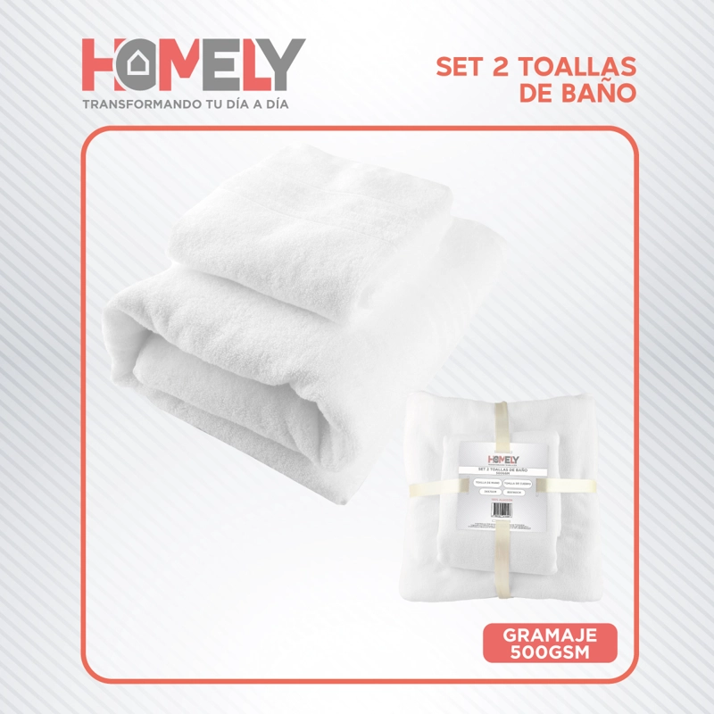 TOALLAS DE BAÑO ALGODON HOMELY 500 GSM CUERPO Y MANOS SET X2 - 5