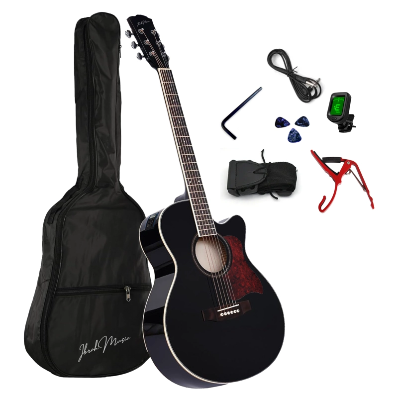 GUITARRA ELECTROACUSTICA IBRAH MUSIC 41 PULGADAS FUNDA + ACC - 1