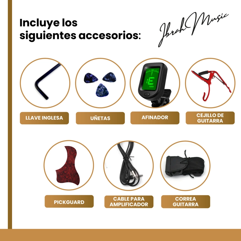 GUITARRA ELECTROACUSTICA IBRAH MUSIC 41 PULGADAS FUNDA + ACC - 3