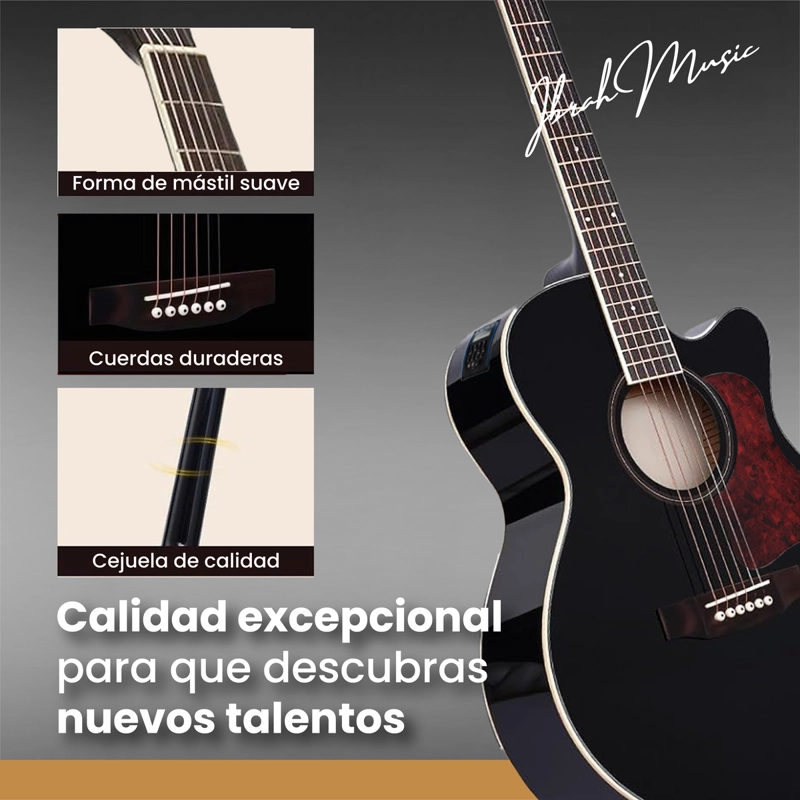 GUITARRA ELECTROACUSTICA IBRAH MUSIC 41 PULGADAS FUNDA + ACC - 4