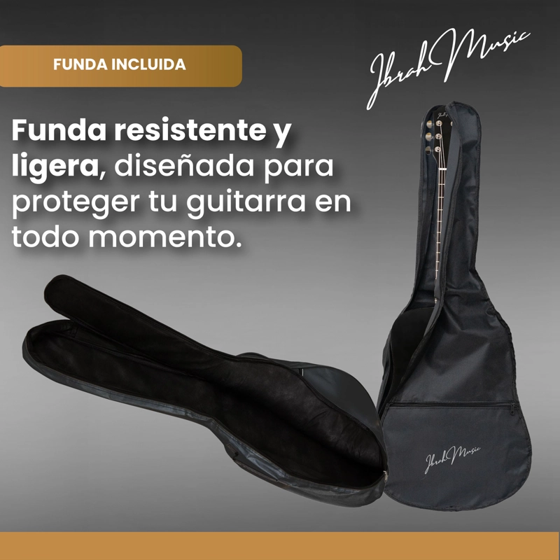 GUITARRA ELECTROACUSTICA IBRAH MUSIC 41 PULGADAS FUNDA + ACC - 5