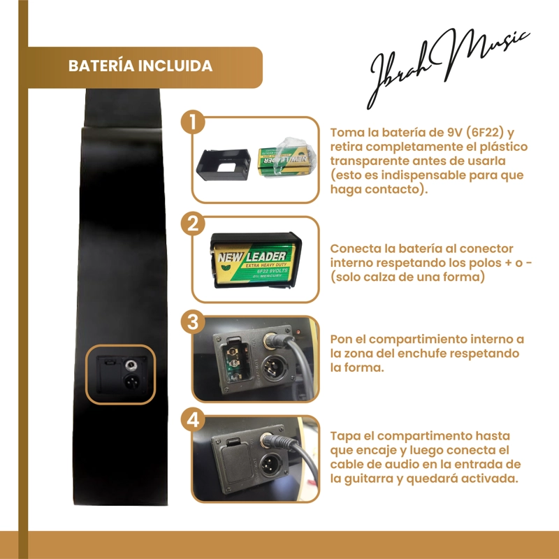 GUITARRA ELECTROACUSTICA IBRAH MUSIC 41 PULGADAS FUNDA + ACC - 6