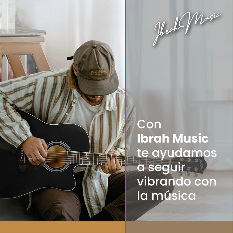 GUITARRA ELECTROACUSTICA IBRAH MUSIC 41 PULGADAS FUNDA + ACC - 9