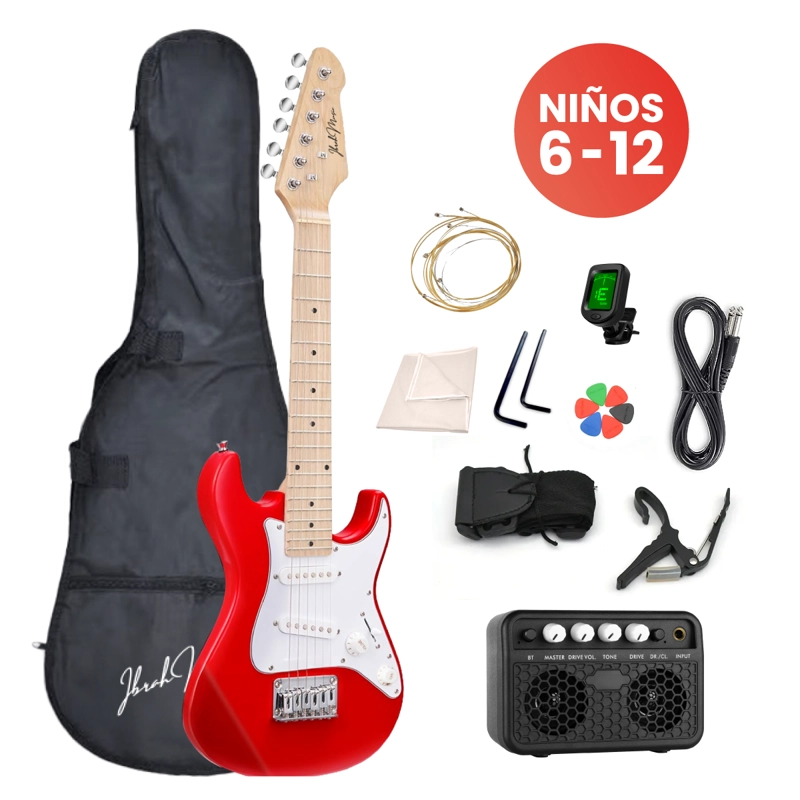 GUITARRA ELECTRICA STRATOCASTER NIÑO IBRAH 30 PGDS AMPLIF - 1