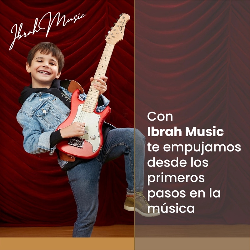 GUITARRA ELECTRICA STRATOCASTER NIÑO IBRAH 30 PGDS AMPLIF - 8