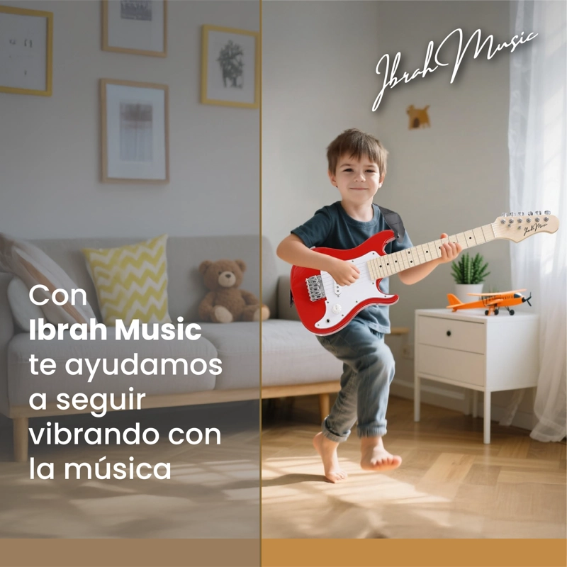 GUITARRA ELECTRICA STRATOCASTER NIÑO IBRAH 30 PGDS AMPLIF - 9