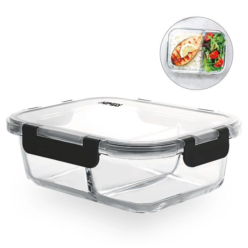 TUPPER FRASCO VIDRIO CON DIVISIONES 965 ML TEMPLADO HOMELY - 1