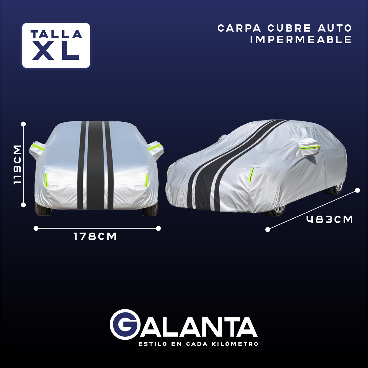 CARPA CUBRE AUTO XL GALANTA IMPERMEABLE PROTECCION INTERIOR - 2