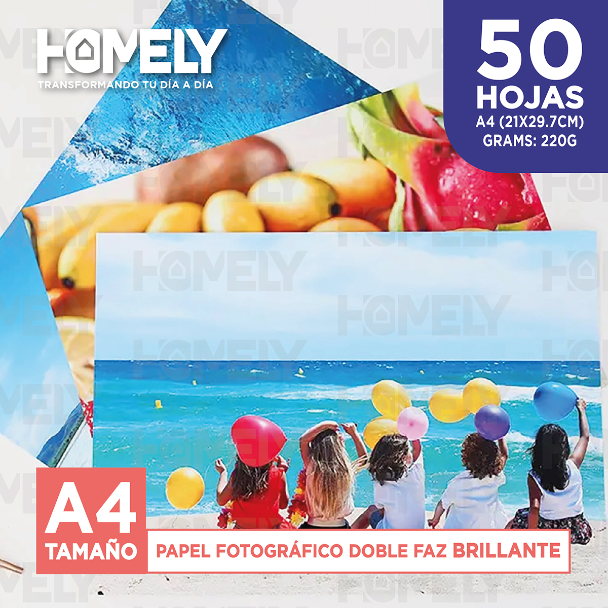 PAPEL FOTOGRAFICO DOBLE FAZ BRILLANTE A4 220GR HOMELY 50HJS - 3