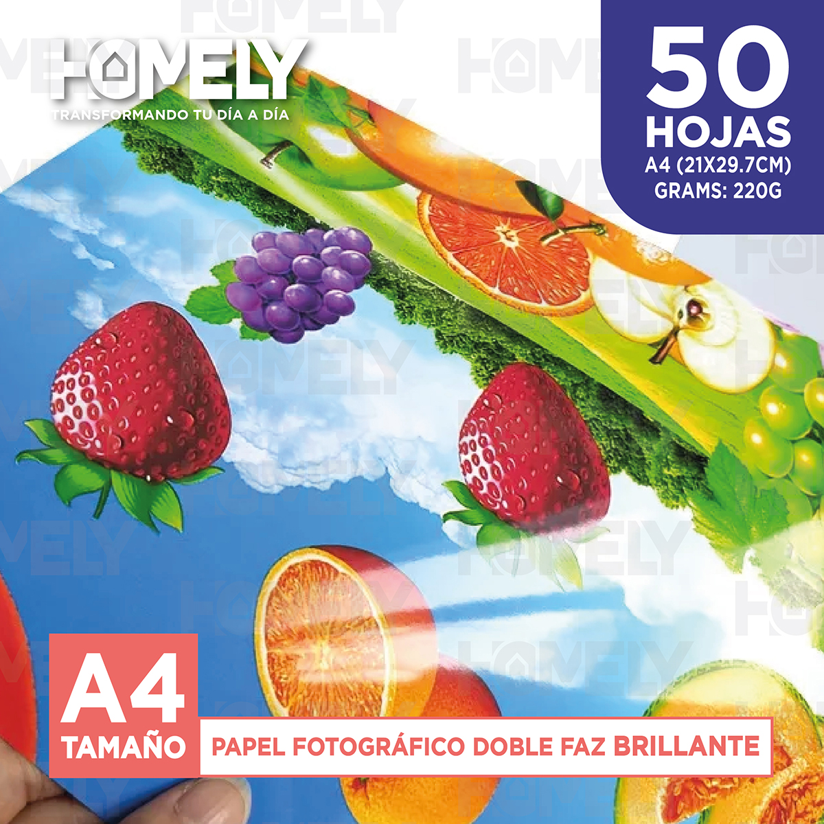 PAPEL FOTOGRAFICO DOBLE FAZ BRILLANTE A4 220GR HOMELY 50HJS - 4