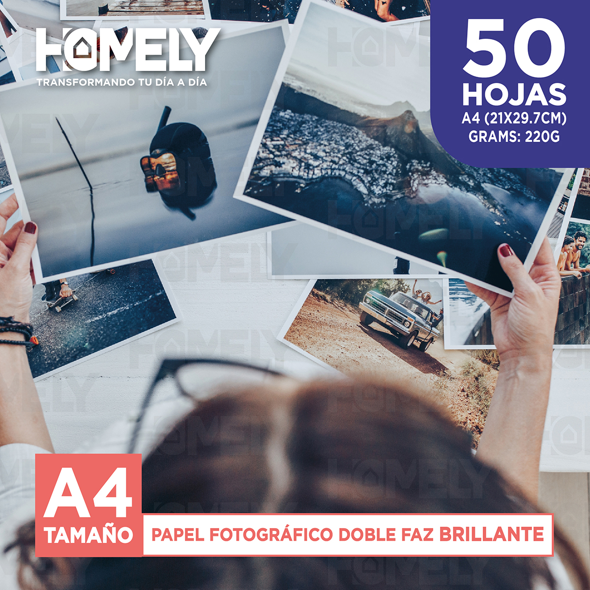 PAPEL FOTOGRAFICO DOBLE FAZ BRILLANTE A4 220GR HOMELY 50HJS - 5
