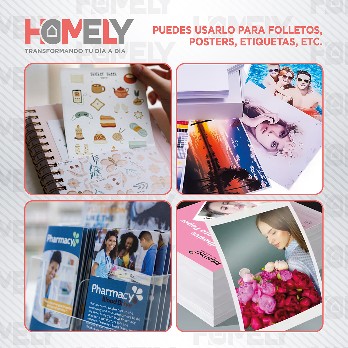 PAPEL FOTOGRAFICO DOBLE FAZ BRILLANTE A4 220GR HOMELY 50HJS - 8