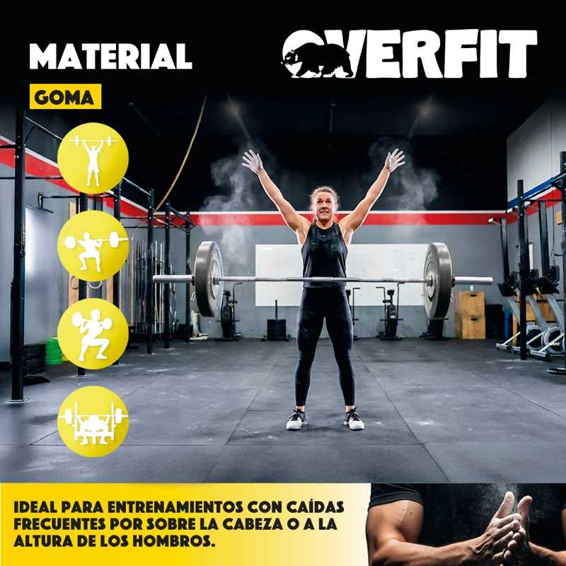 DISCO PESA OLIMPICA GOMA OVERFIT 5KG ANTIDESLIZANTE - 4