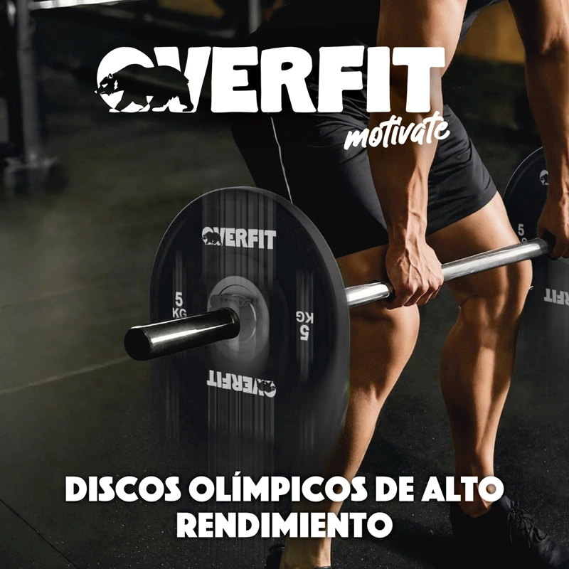 DISCO PESA OLIMPICA GOMA OVERFIT 5KG ANTIDESLIZANTE - 8