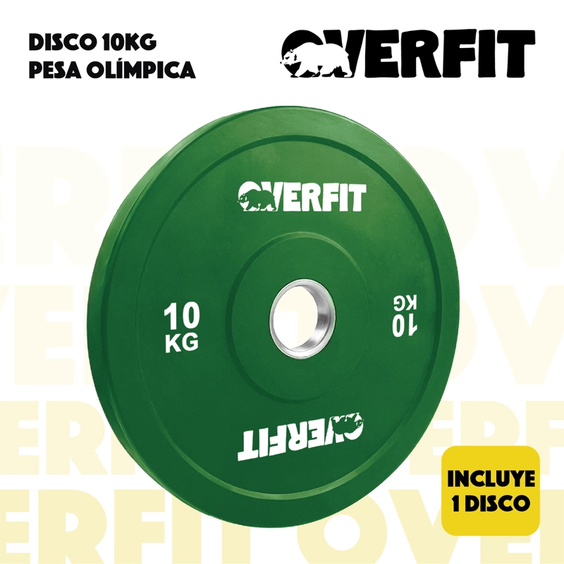 DISCO PESA OLIMPICA GOMA OVERFIT 10KG ANTIDESLIZANTE - 6