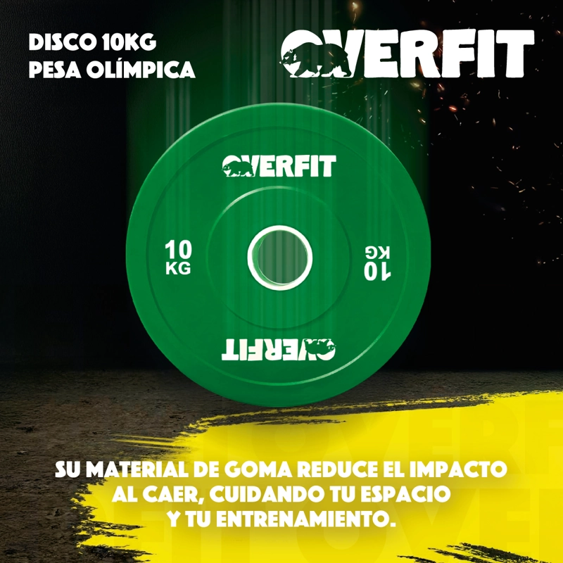 DISCO PESA OLIMPICA GOMA OVERFIT 10KG ANTIDESLIZANTE - 7
