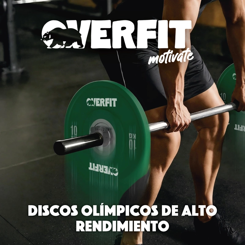 DISCO PESA OLIMPICA GOMA OVERFIT 10KG ANTIDESLIZANTE - 8