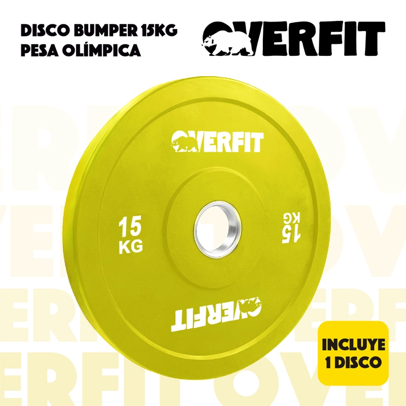 DISCO PESA OLIMPICA GOMA OVERFIT 15KG ANTIDESLIZANTE - 6