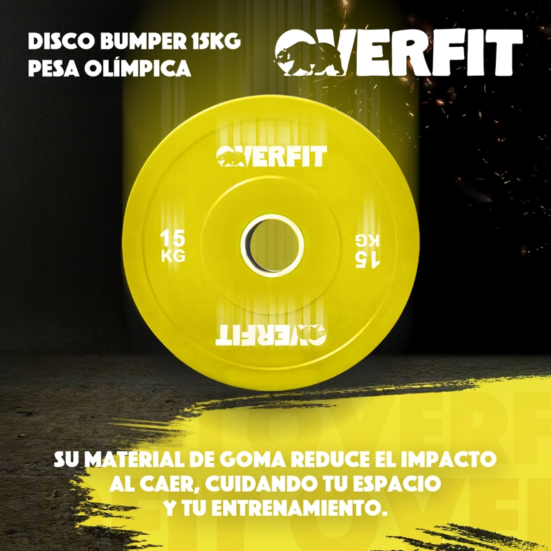 DISCO PESA OLIMPICA GOMA OVERFIT 15KG ANTIDESLIZANTE - 7