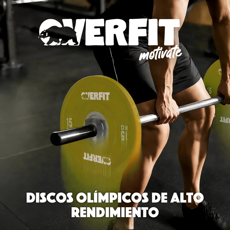 DISCO PESA OLIMPICA GOMA OVERFIT 15KG ANTIDESLIZANTE - 8