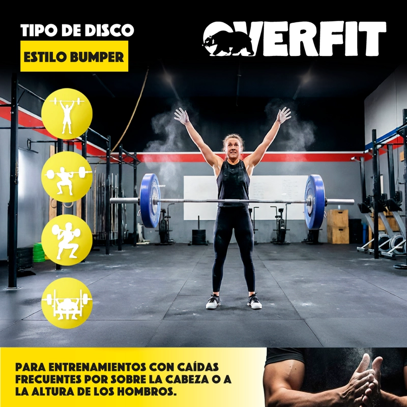 DISCO PESA OLIMPICA GOMA OVERFIT 20KG ANTIDESLIZANTE - 4