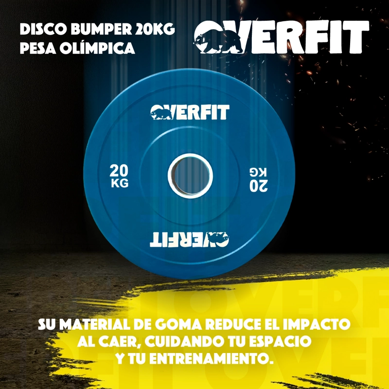 DISCO PESA OLIMPICA GOMA OVERFIT 20KG ANTIDESLIZANTE - 7