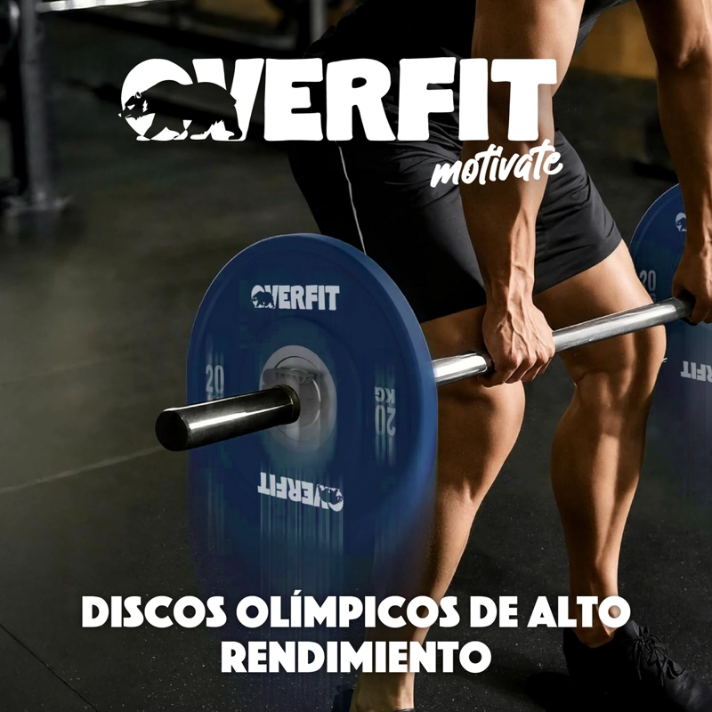 DISCO PESA OLIMPICA GOMA OVERFIT 20KG ANTIDESLIZANTE - 8