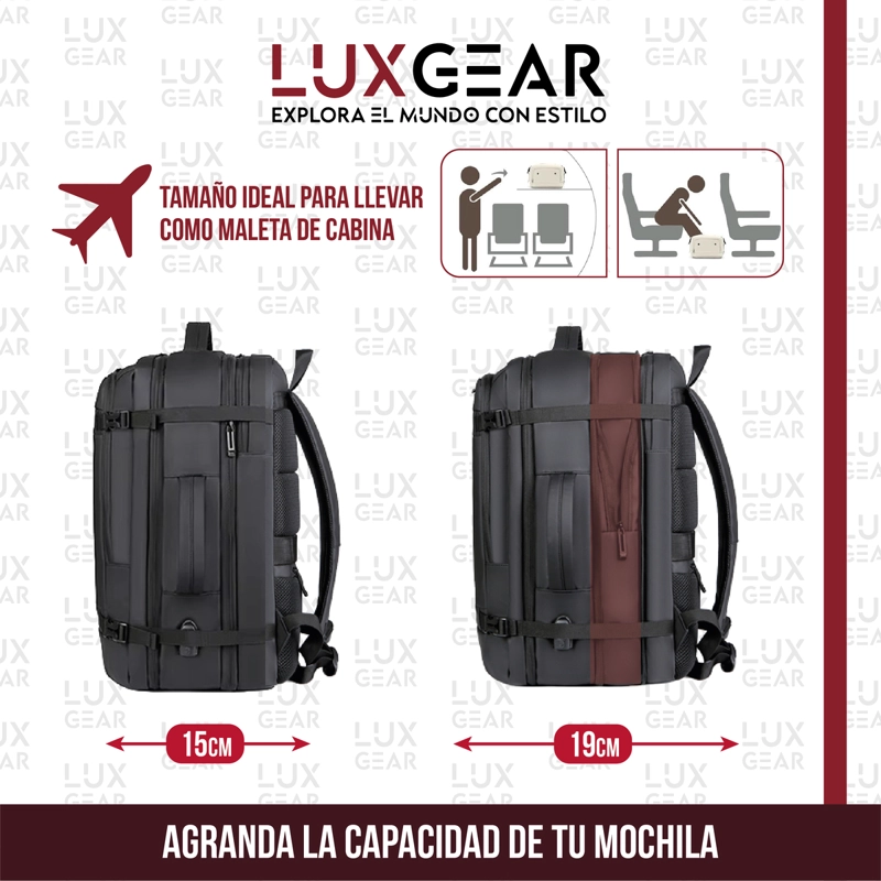 MOCHILA DE VIAJE 900D LUXGEAR NOTEBOOK CABINA 28 LITROS - 3
