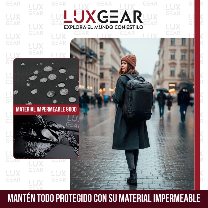 MOCHILA DE VIAJE 900D LUXGEAR NOTEBOOK CABINA 28 LITROS - 4