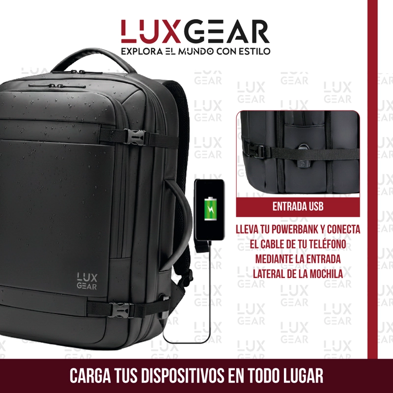 MOCHILA DE VIAJE 900D LUXGEAR NOTEBOOK CABINA 28 LITROS - 6