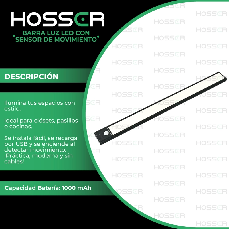 APLIQUE PARED LUZ LED HOSSER BARRA CON SENSOR DE MOVIMIENTO - 3