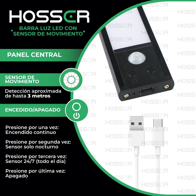 APLIQUE PARED LUZ LED HOSSER BARRA CON SENSOR DE MOVIMIENTO - 4