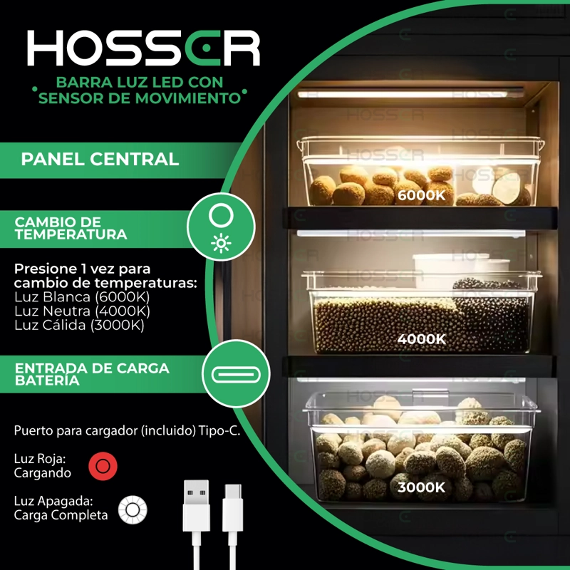 APLIQUE PARED LUZ LED HOSSER BARRA CON SENSOR DE MOVIMIENTO - 5