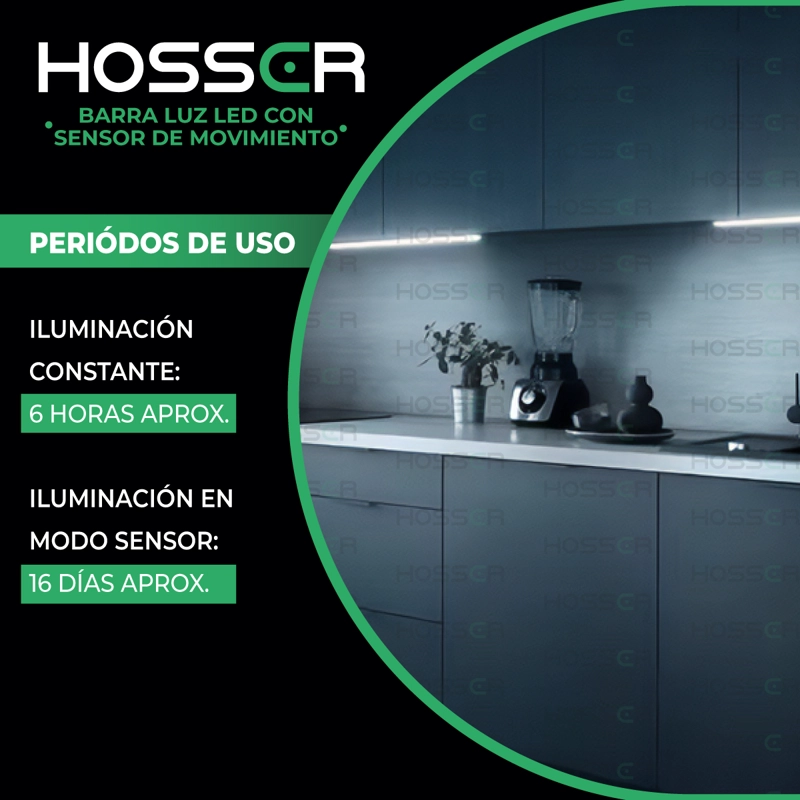 APLIQUE PARED LUZ LED HOSSER BARRA CON SENSOR DE MOVIMIENTO - 8